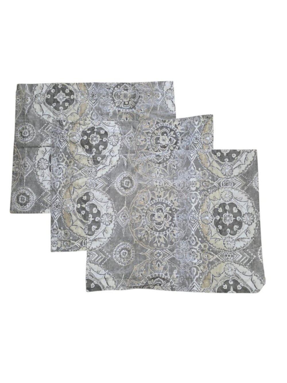 Pottery Barn Jacqueline Medallion Set of 3 Standard Shams Gray